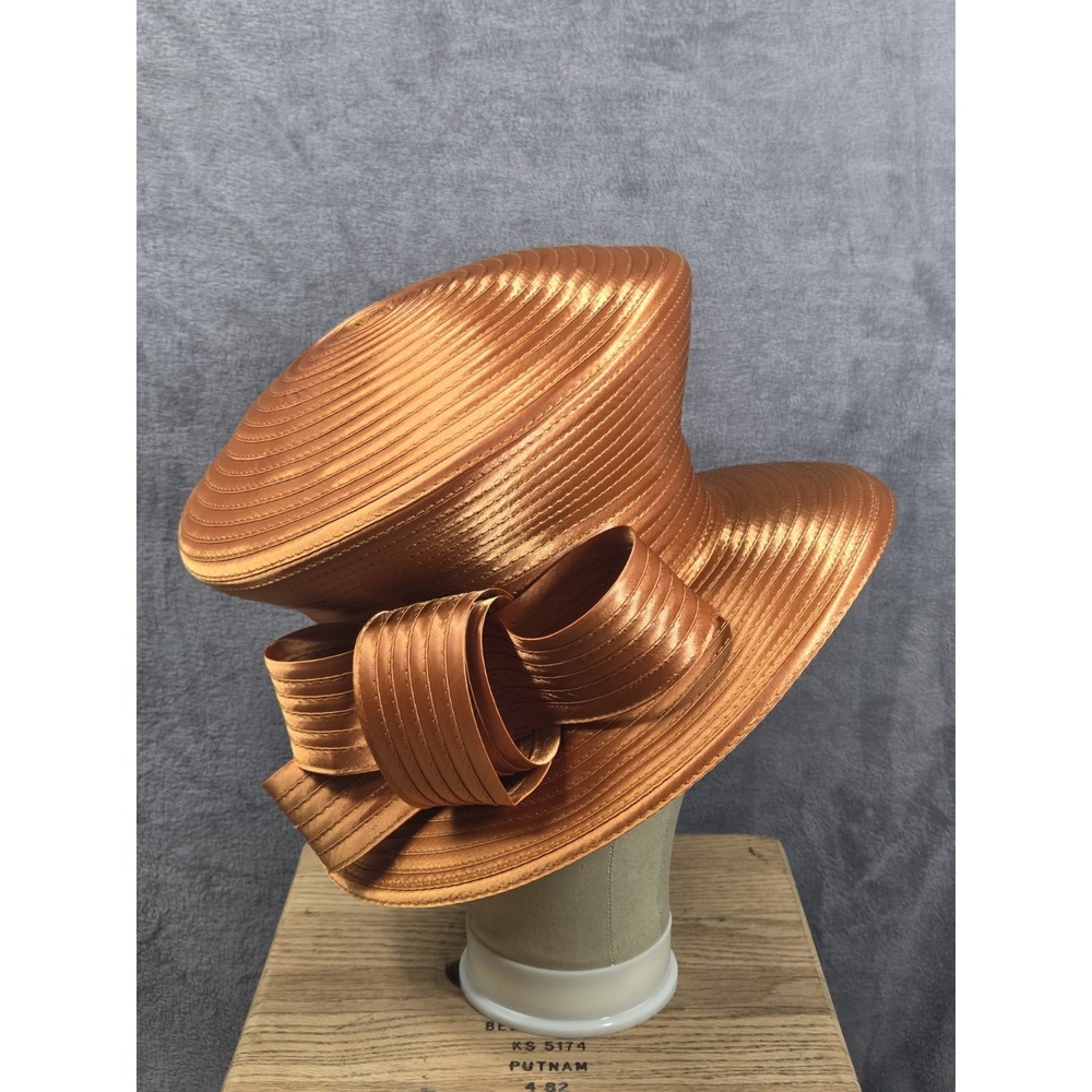VTG Mr Hi's Classic Hat Orange Fancy Bow Derby Church - Picture 3 of 10